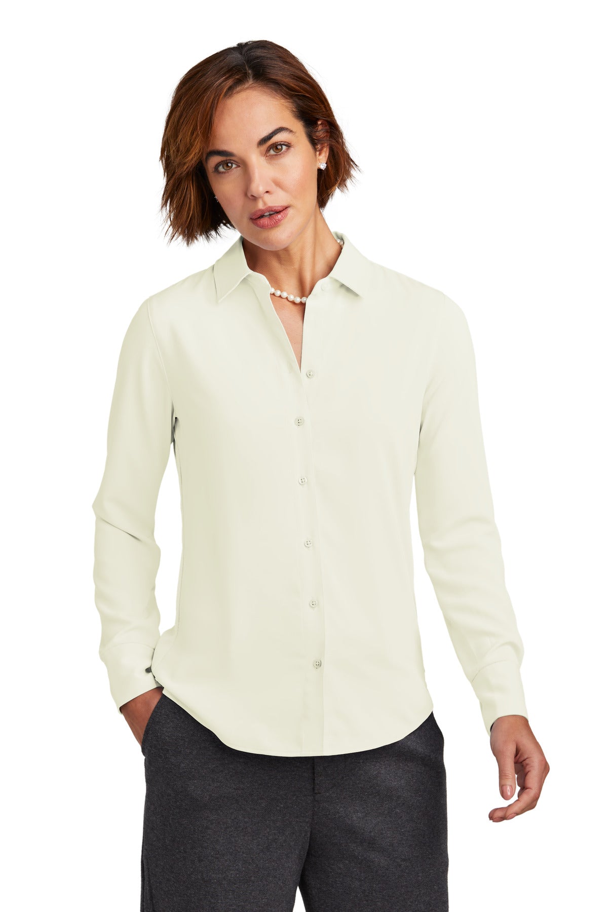 Women's Full-Button Satin Blouse
