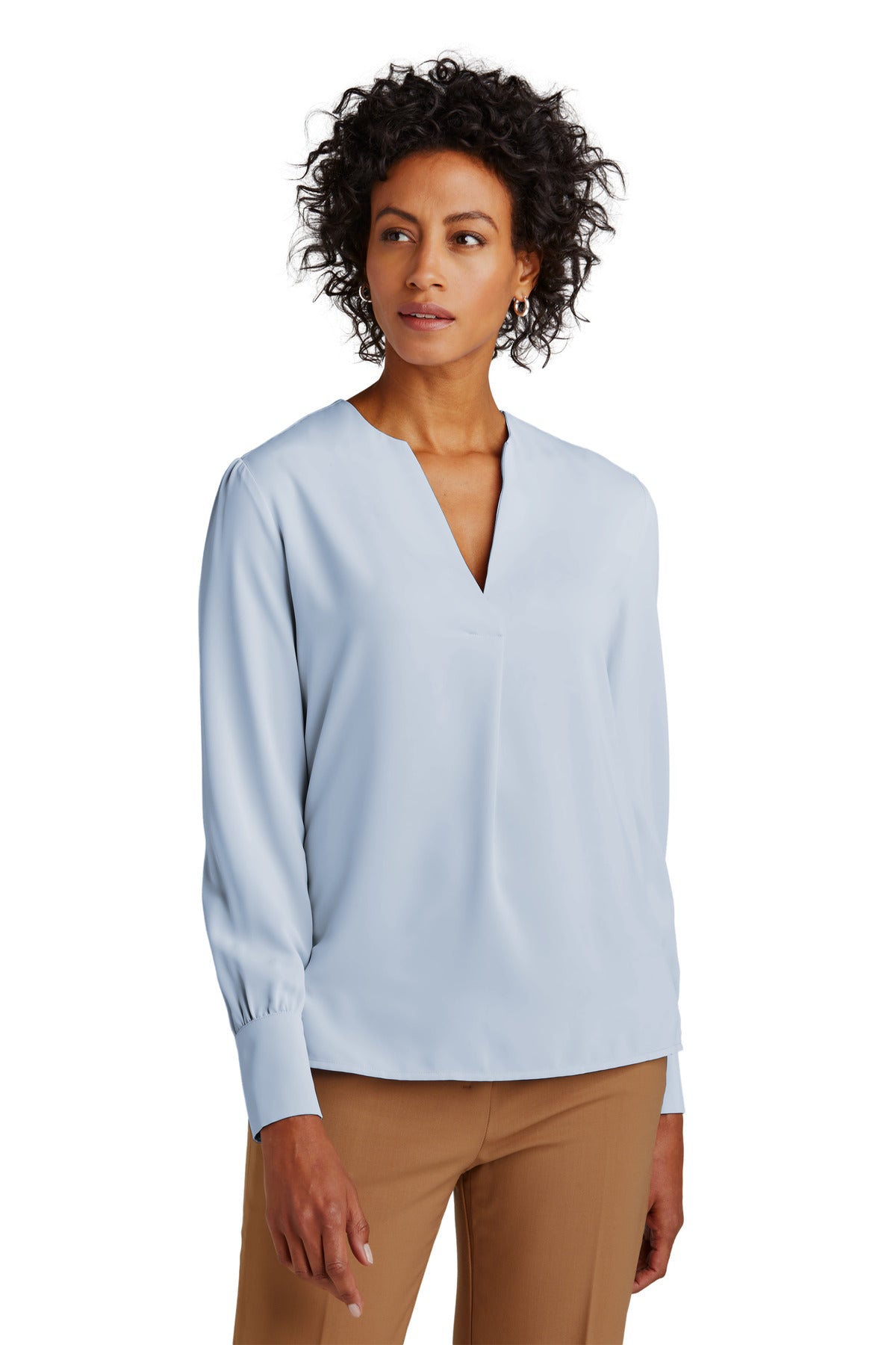 Women's Open-Neck Satin Blouse