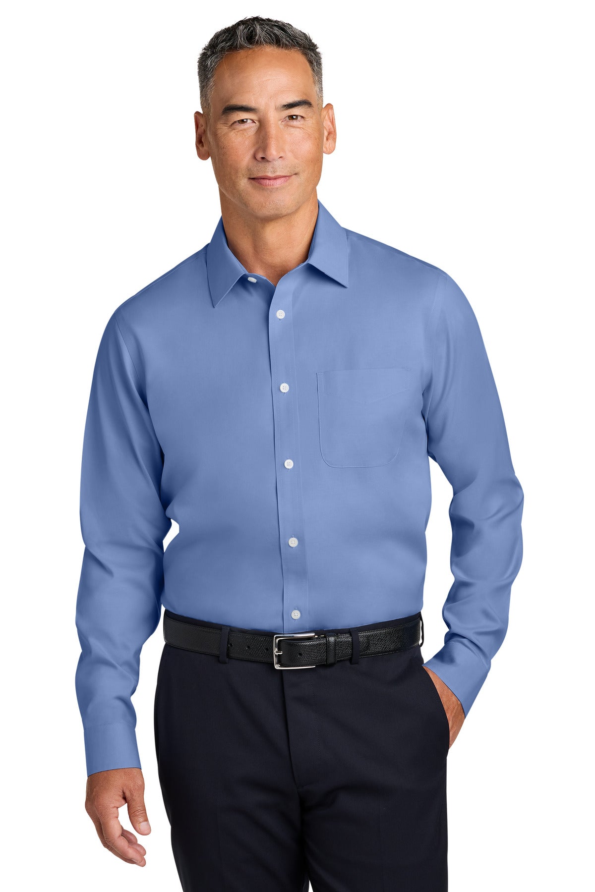Wrinkle-Free Stretch Pinpoint Spread Collar Shirt