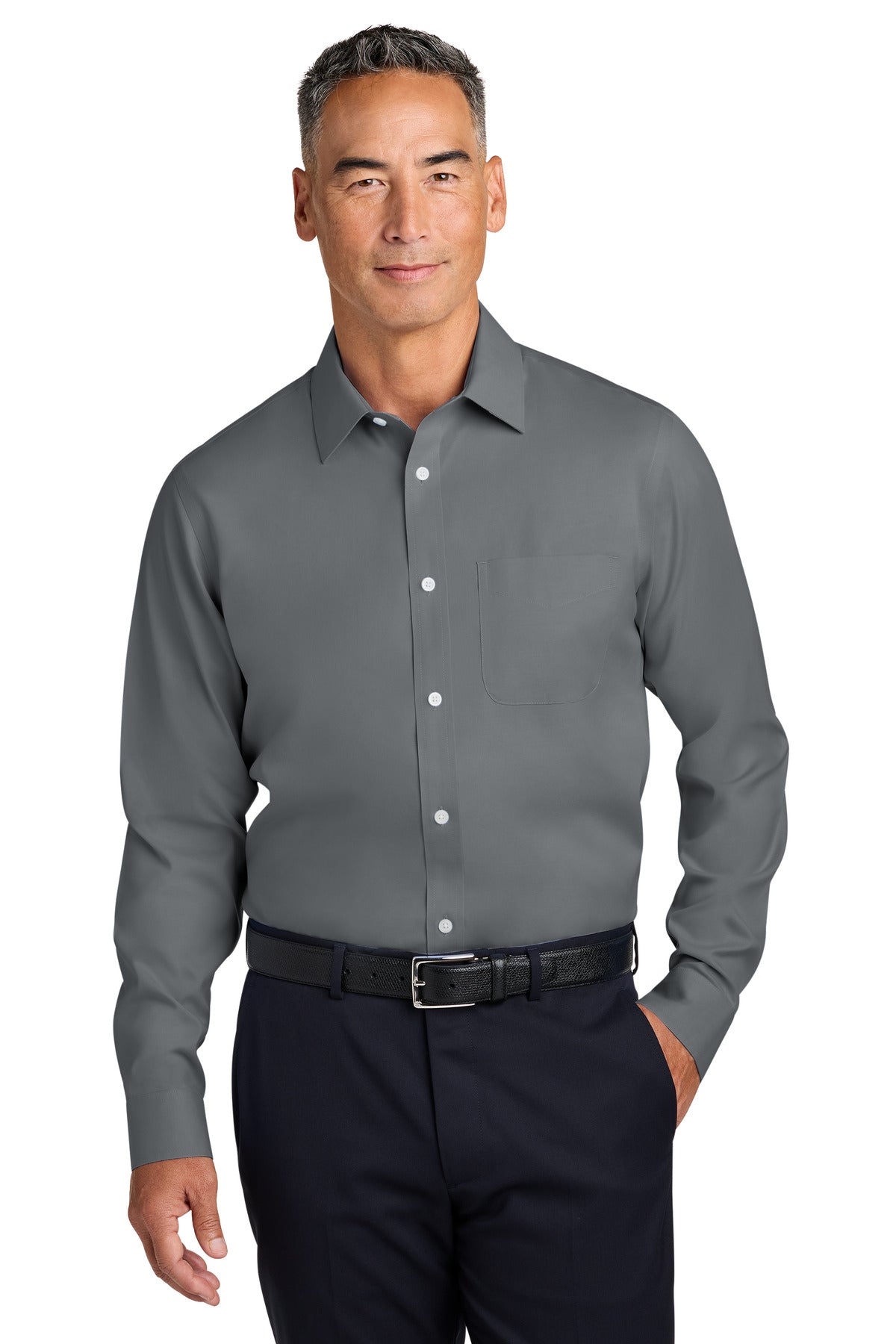 Wrinkle-Free Stretch Pinpoint Spread Collar Shirt