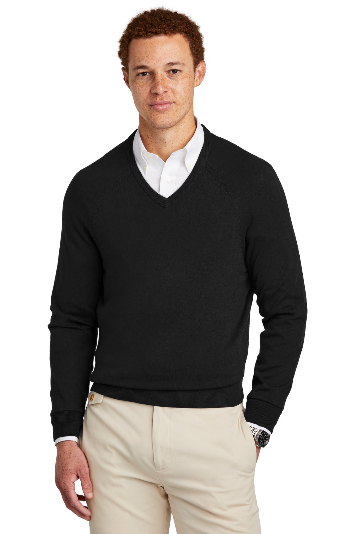 Cotton Stretch V-Neck Sweater