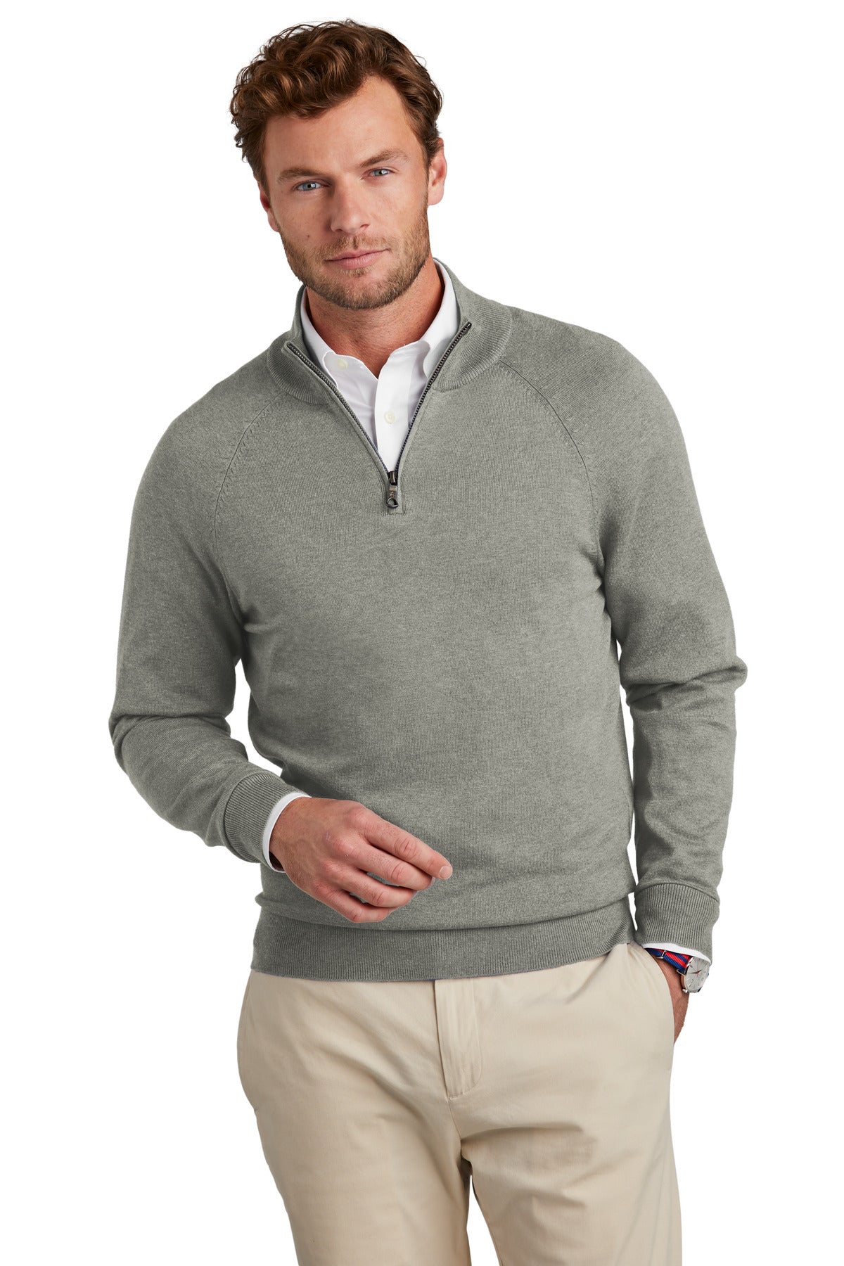 Cotton Stretch 1/4-Zip Sweater
