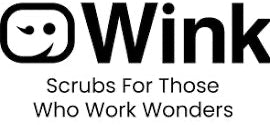Wink logo with tagline 'Scrubs For Those Who Work Wonders' on a white background