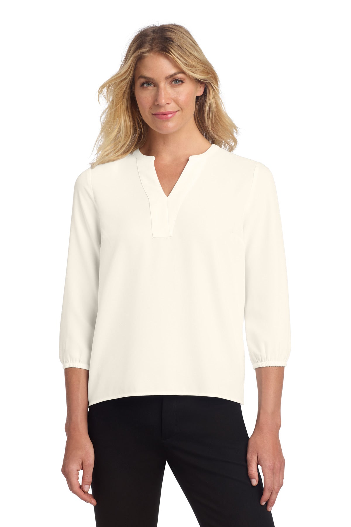 Stretch Crepe 3/4-Sleeve Blouse