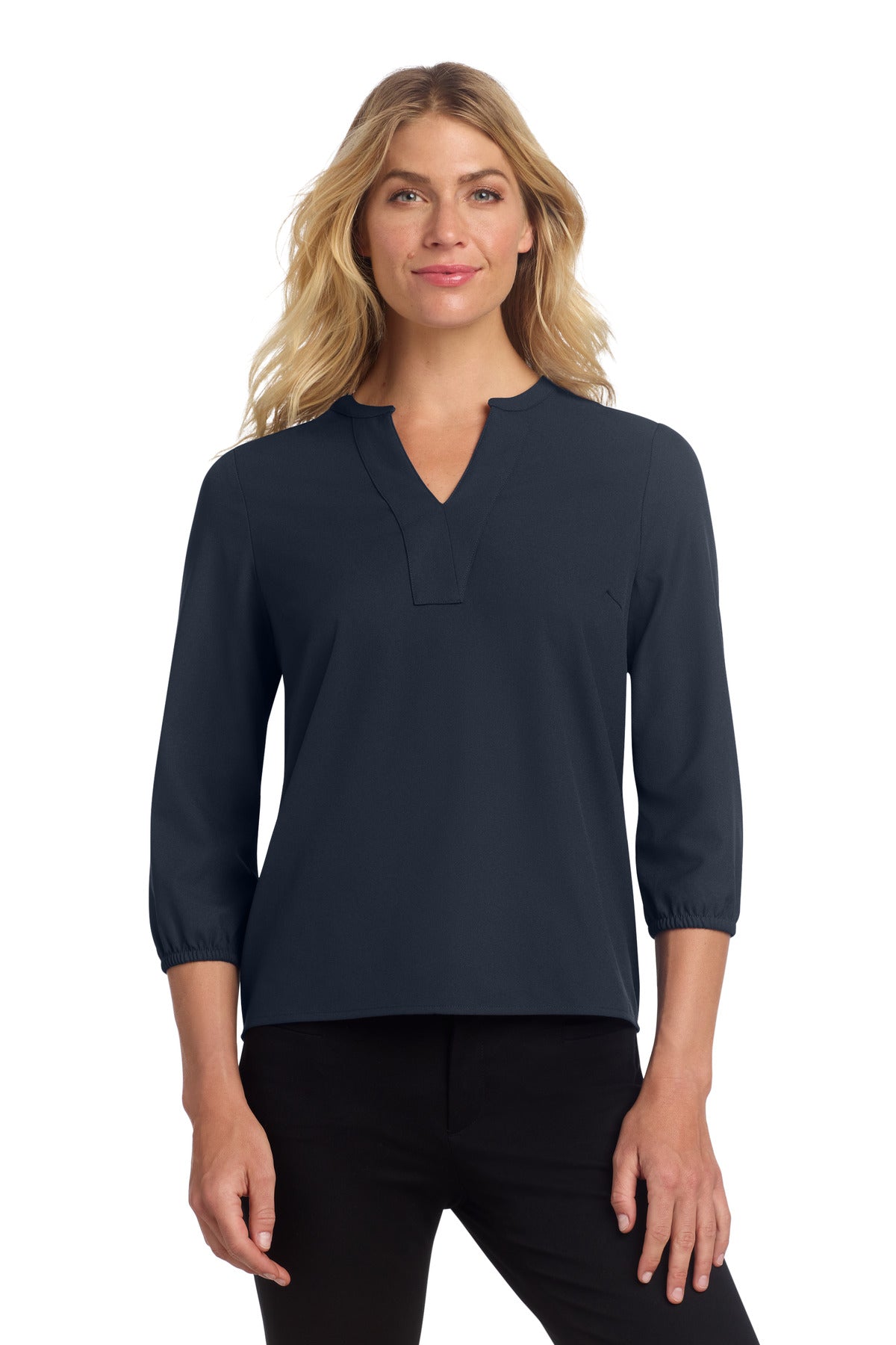 Stretch Crepe 3/4-Sleeve Blouse
