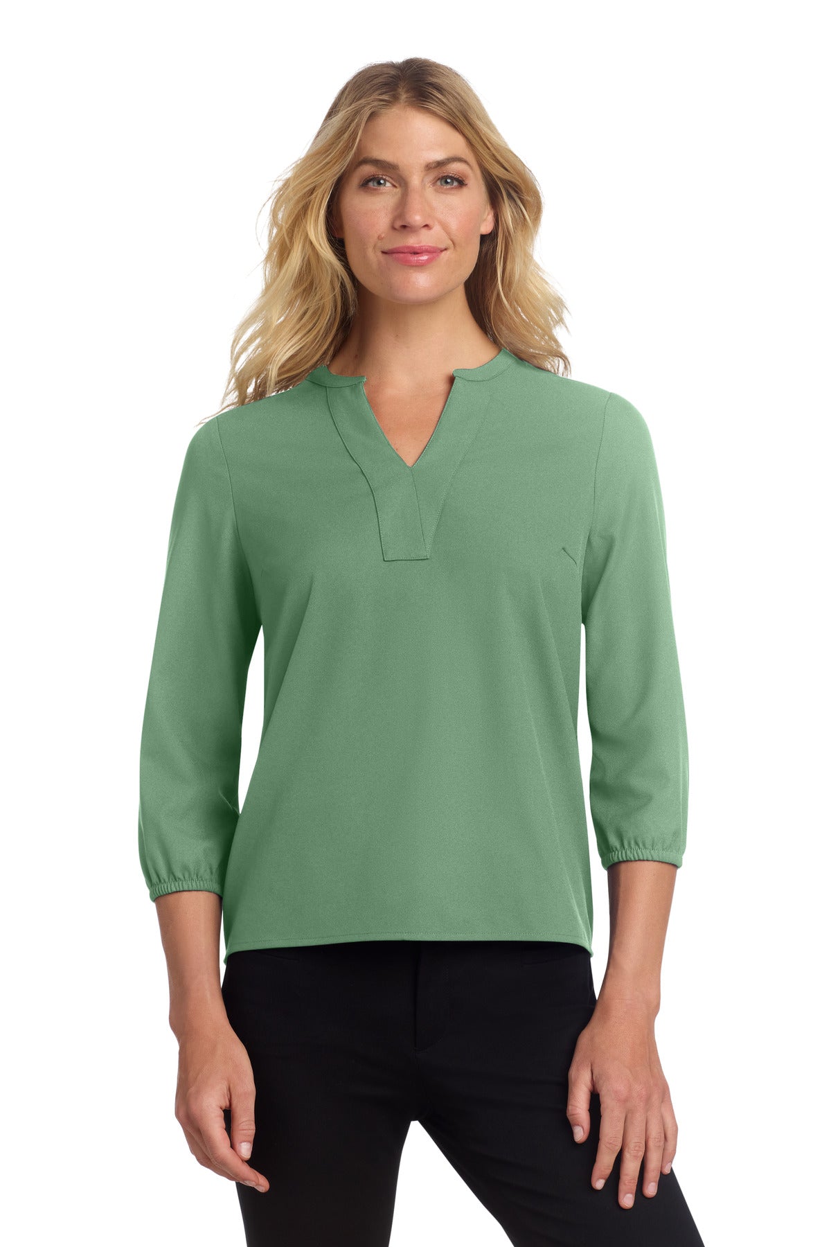 Stretch Crepe 3/4-Sleeve Blouse