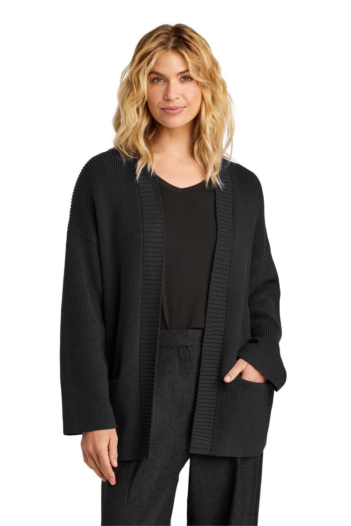 Women's Textured Open Cardigan