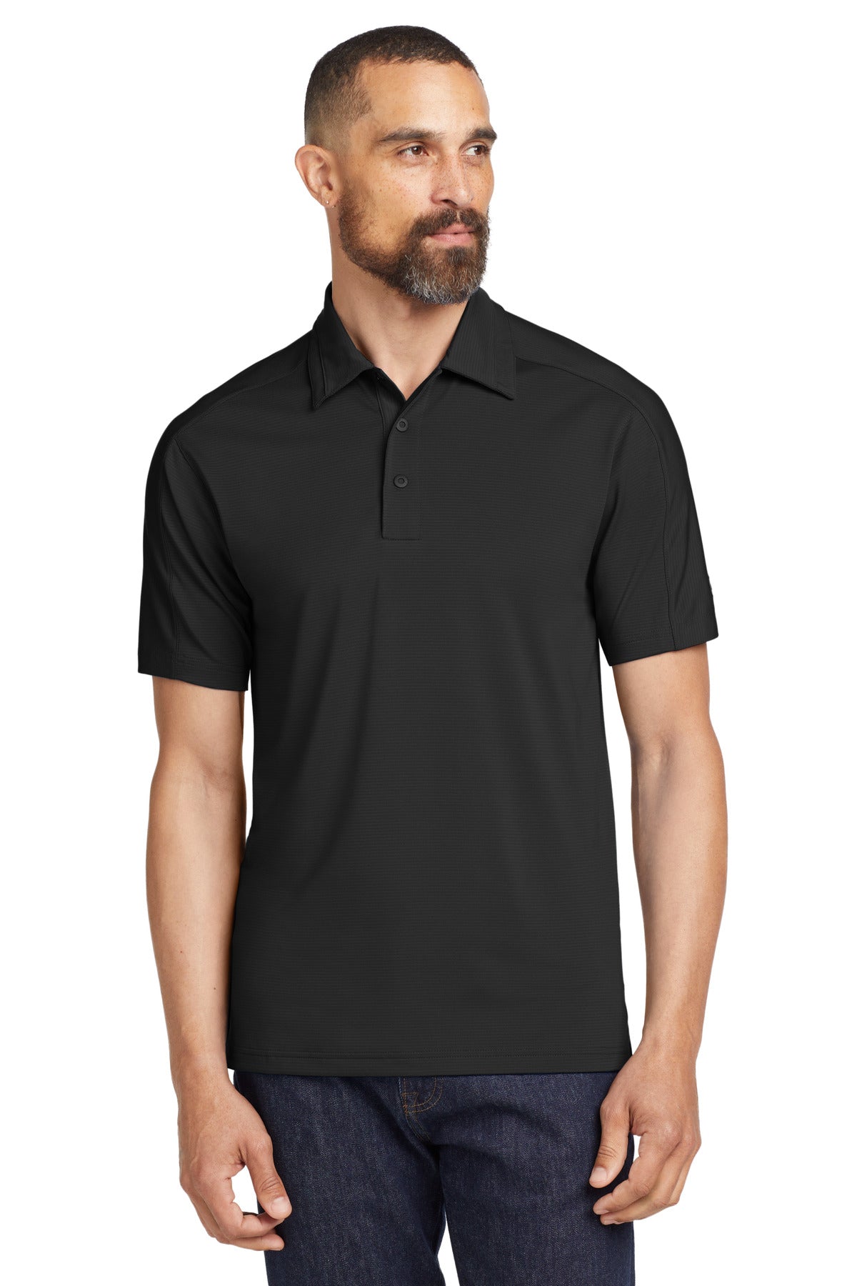 Linear Textured Stripe Performance Polo