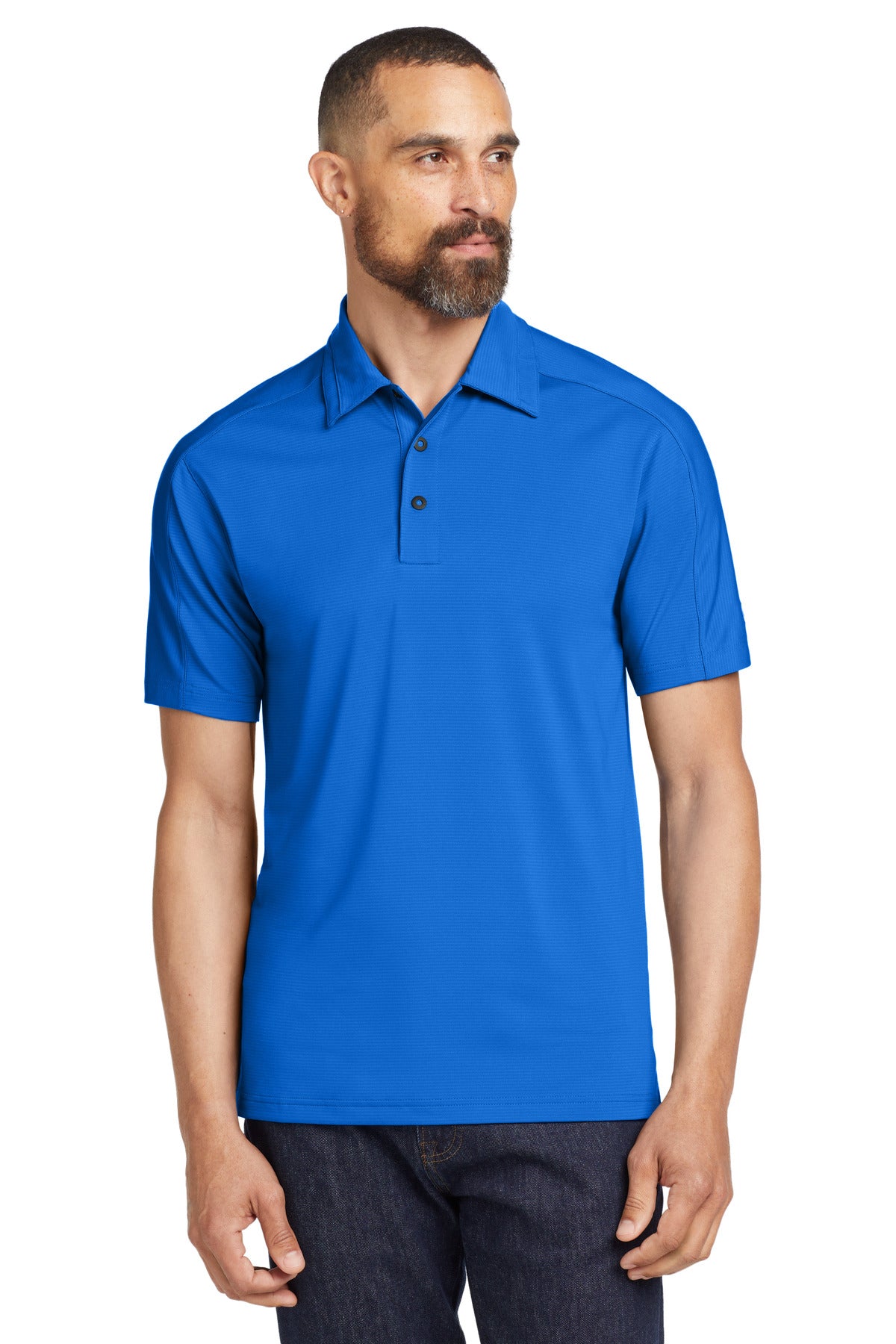 Linear Textured Stripe Performance Polo