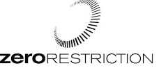 Logo of 'zero Restriction' with a stylized eye design on a white background