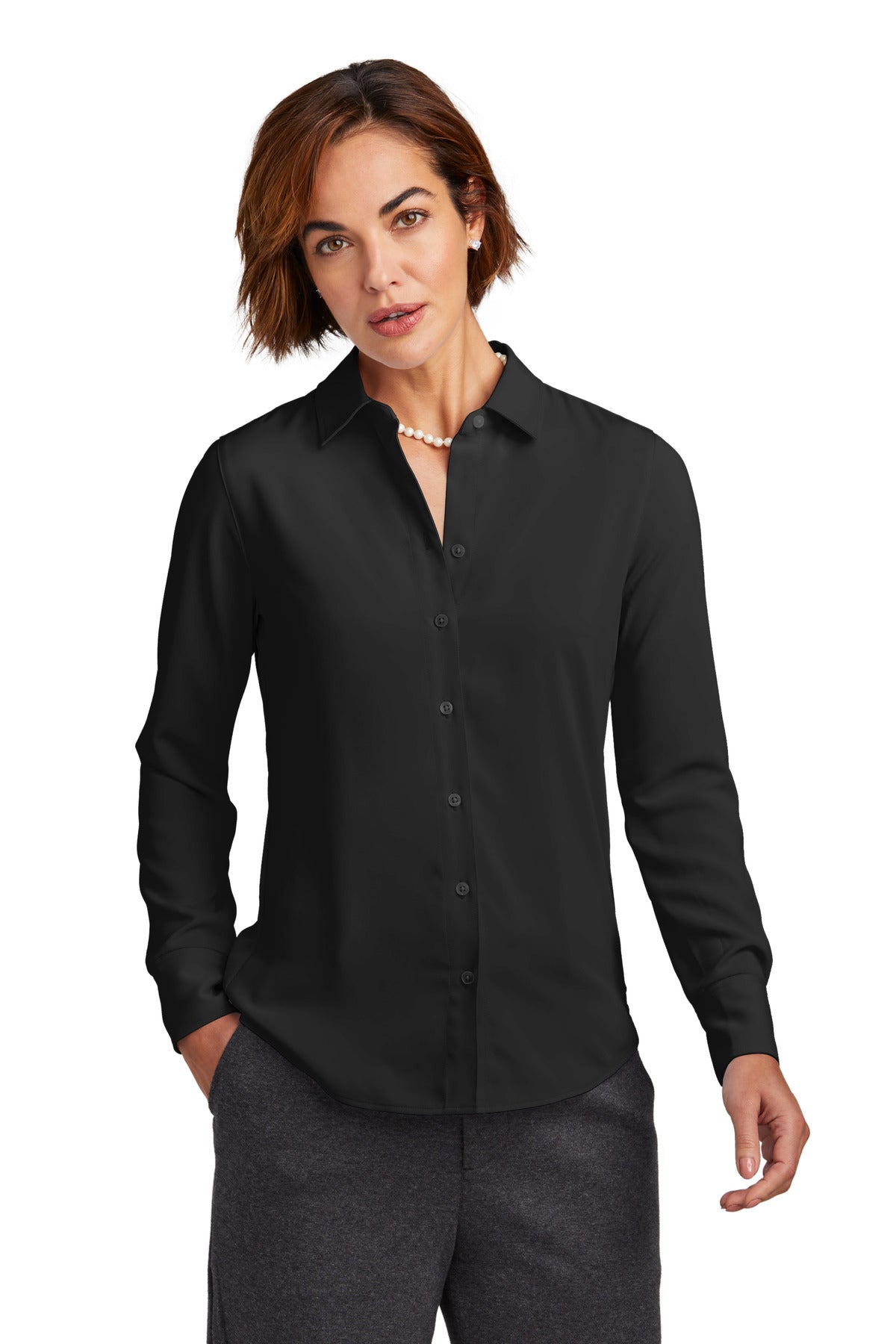 Women's Full-Button Satin Blouse