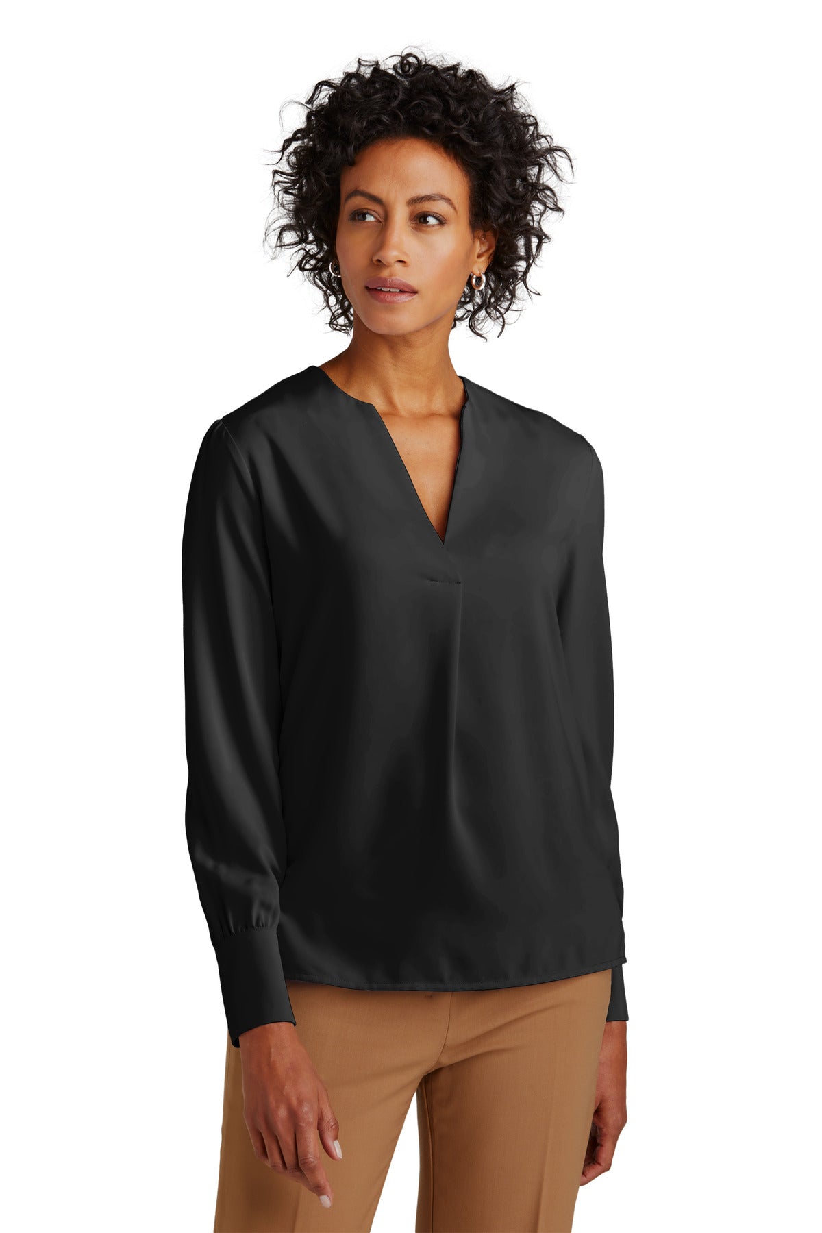 Women's Open-Neck Satin Blouse