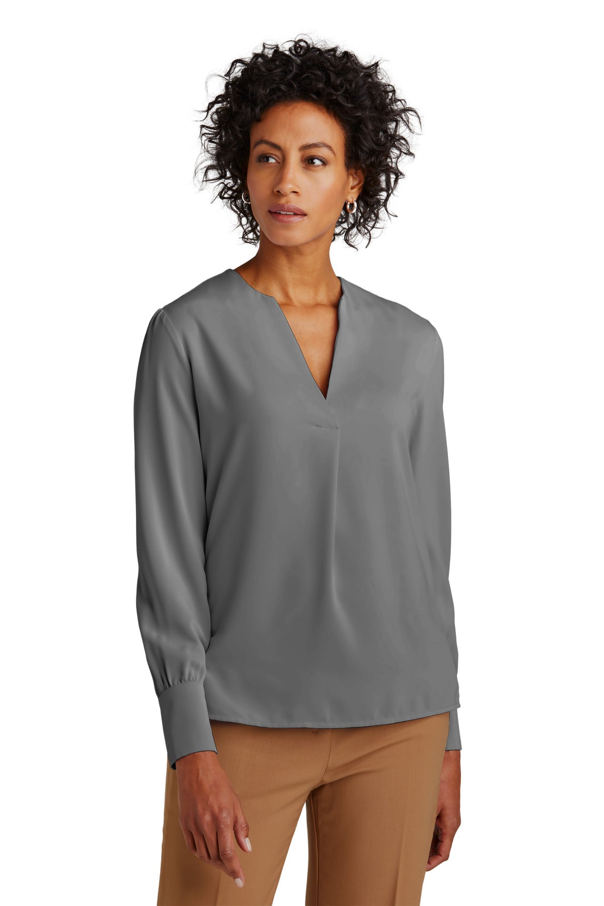 Women's Open-Neck Satin Blouse