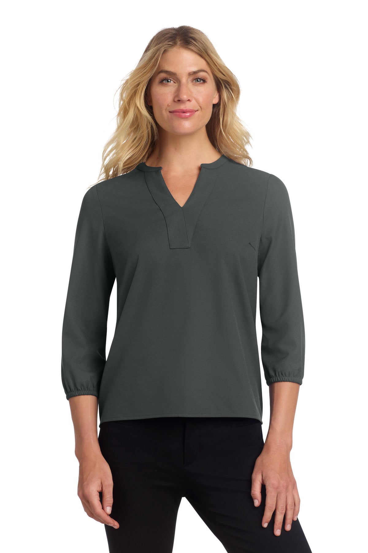 Stretch Crepe 3/4-Sleeve Blouse