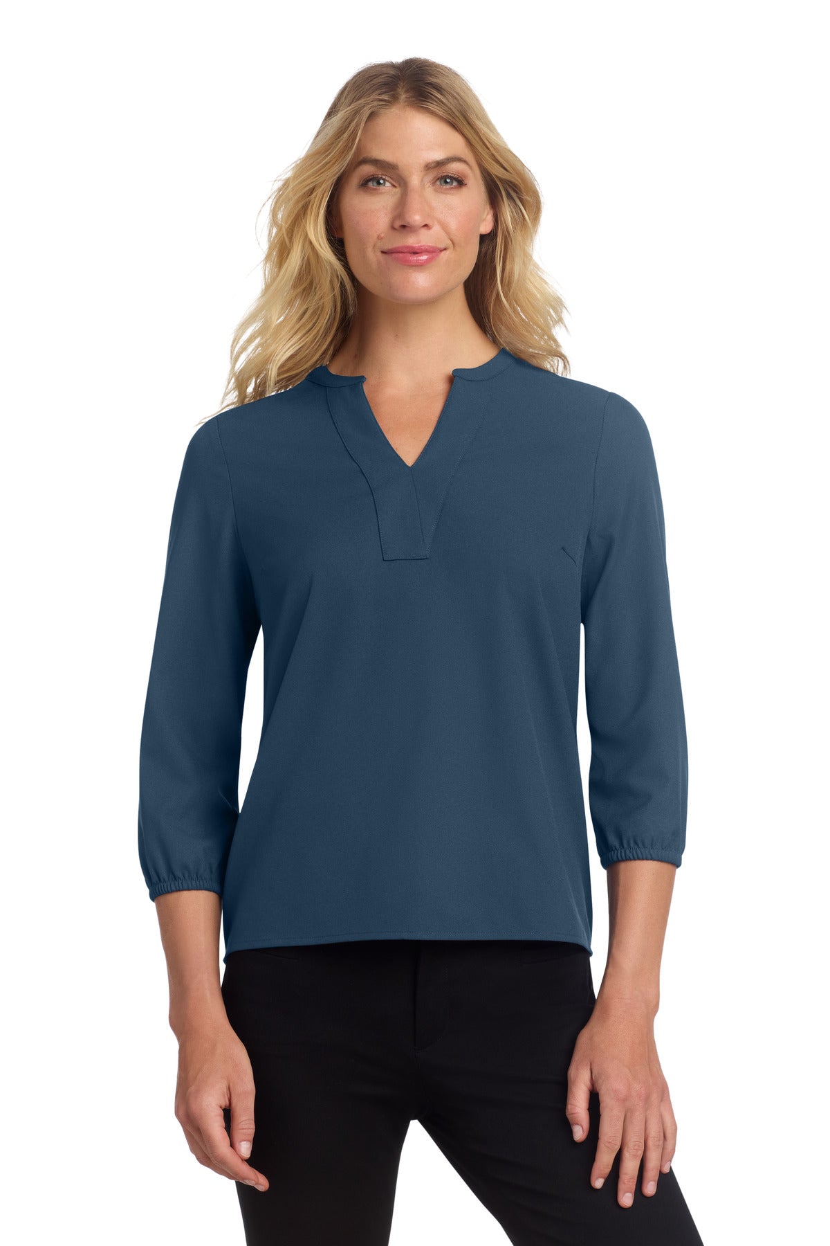 Stretch Crepe 3/4-Sleeve Blouse