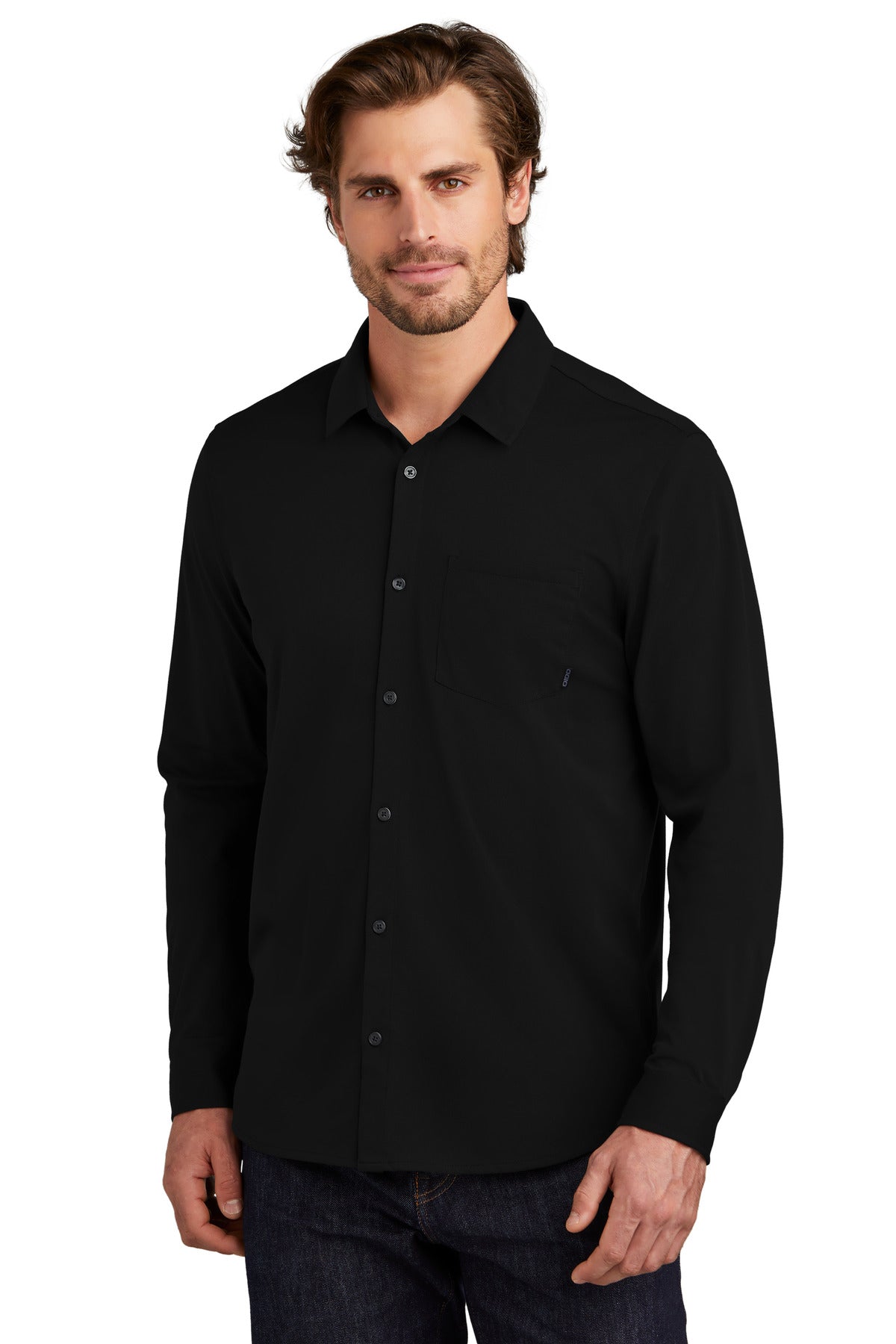 Extend Long Sleeve Button-Up Knit Shirt